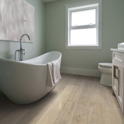 luxury vinyl plank floors in a Tampa bathroom